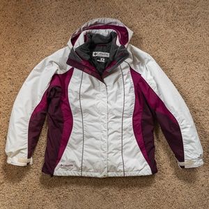 Columbia 2 in 1 White and Magenta Purple Coat L